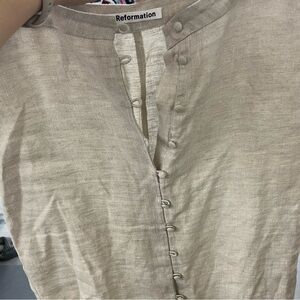 Reformation Oatmeal 100% Linen Covered Button Midi Skirt (Read description)